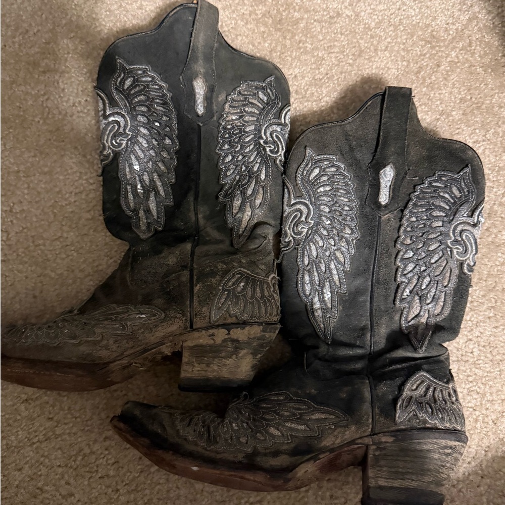 Women's Silver Embroidered Heeled Boots